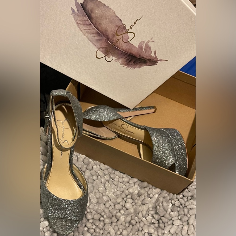 Elegant Sparkling Silver Heels